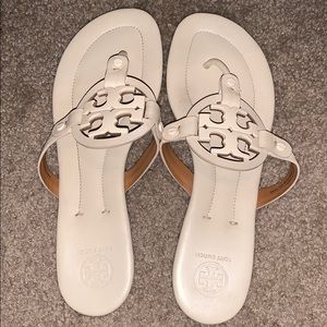 White Tory Burch Miller Sandals